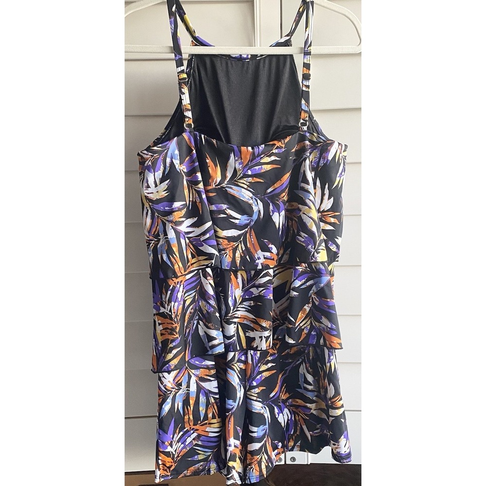 Fit 4 U A288587‎ 16 Tropical Hi-Neck Double Tiered Romper Swimsuit One Piece New - Picture 3 of 10